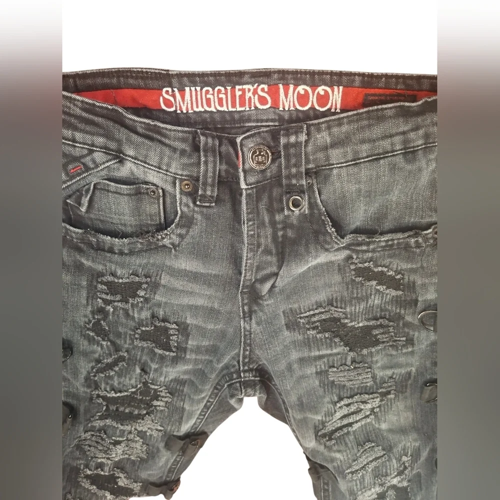 Men's smeggler moon Skinny Jeans in Distressed Gray